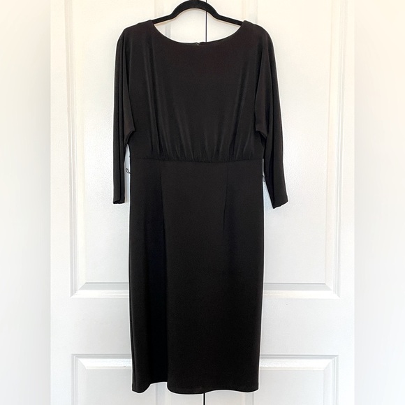 Ralph Lauren Black Dress! Classic! Stretch & Support! Boatneck & Batwing! Sz 12 - Picture 4 of 13